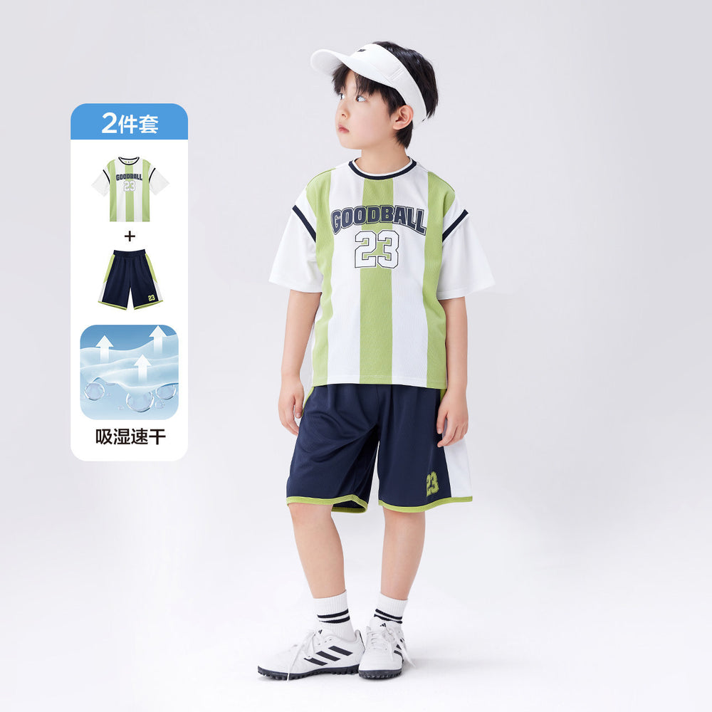 Boys' summer outfit : new summer collection - kids' short-sleeve t-shirt and shorts soccer set, boys' quick-dry sports two-piece set