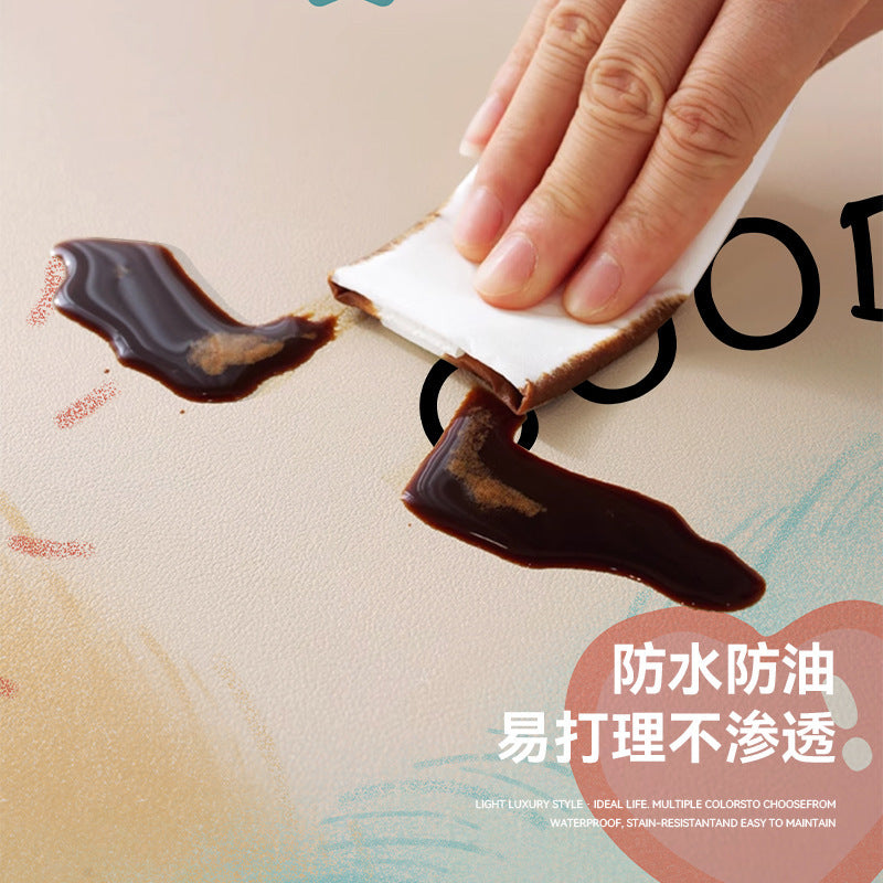 Environmentally friendly cartoon tablecloth waterproof and oil-proof coffee table mat silicone leave-in anti-ironing tablecloth living room protection dining table mat