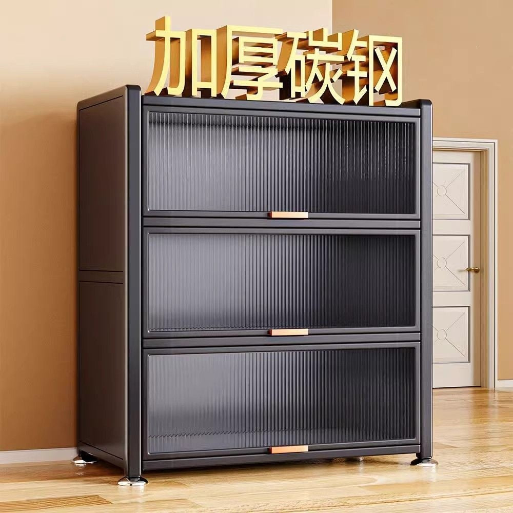 Best sellingfor homekitchen rack cabinet steel multi-layer thickened cupboard pulley storage cabinet microwave oven storage cabinet