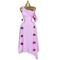 European and american cross-border women's fashion:  summer new arrival - elegant one-shoulder camisole high-waisted slimming decorative midi dress
