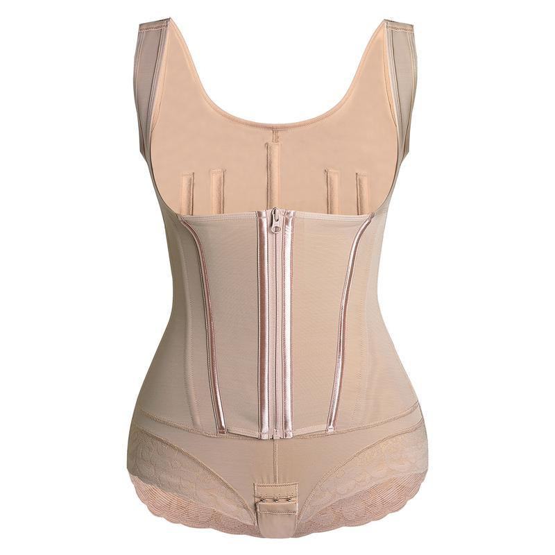 Waist shaping three-breasted corset, abdominal belt, thin intimates enhanced version zipper open one-piece corset