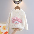 Girlsweater round neck knitting bottom shirt new arrival heartcolorfulsweetfleece-linedthickened children's sweater