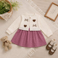 Girls' heart-shaped bow dress,  spring/autumn korean style, toddler cartoon cute dress, baby dress