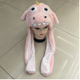 Tiktok viral cute plush bunny hat - squeeze the ears to make them move! light-up airbag beanie for warmth and cold protection