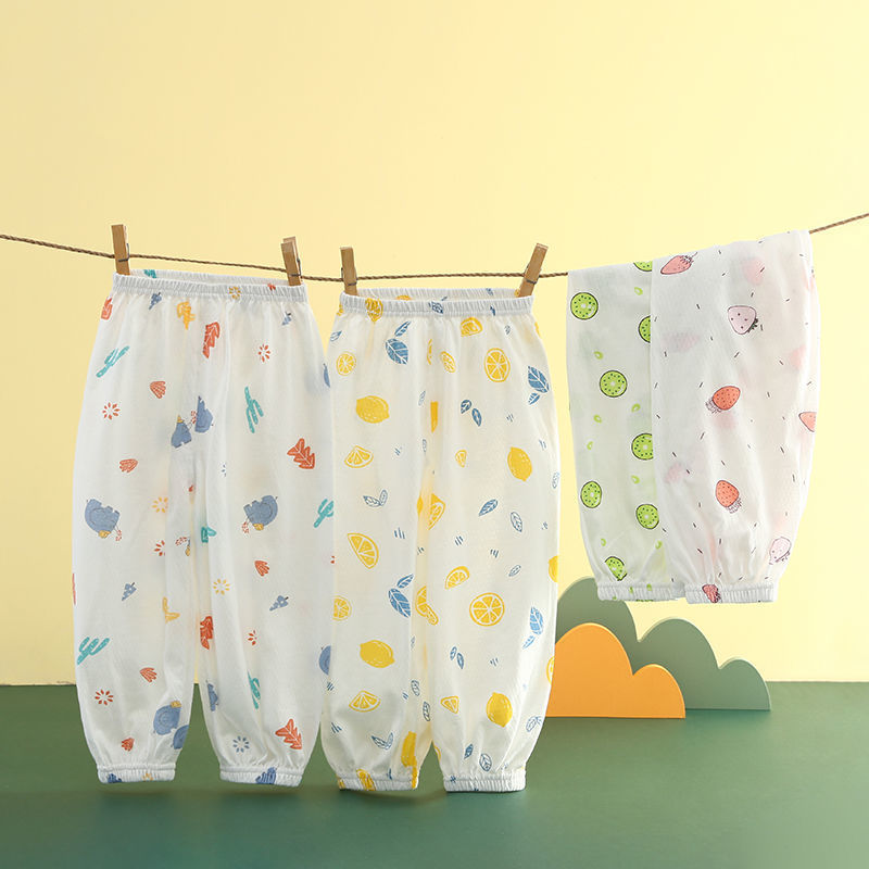 Baby pants summer boys and girls anti-mosquito pants thin baby pure cotton bloomers lightweight breathable cartoon printing pants