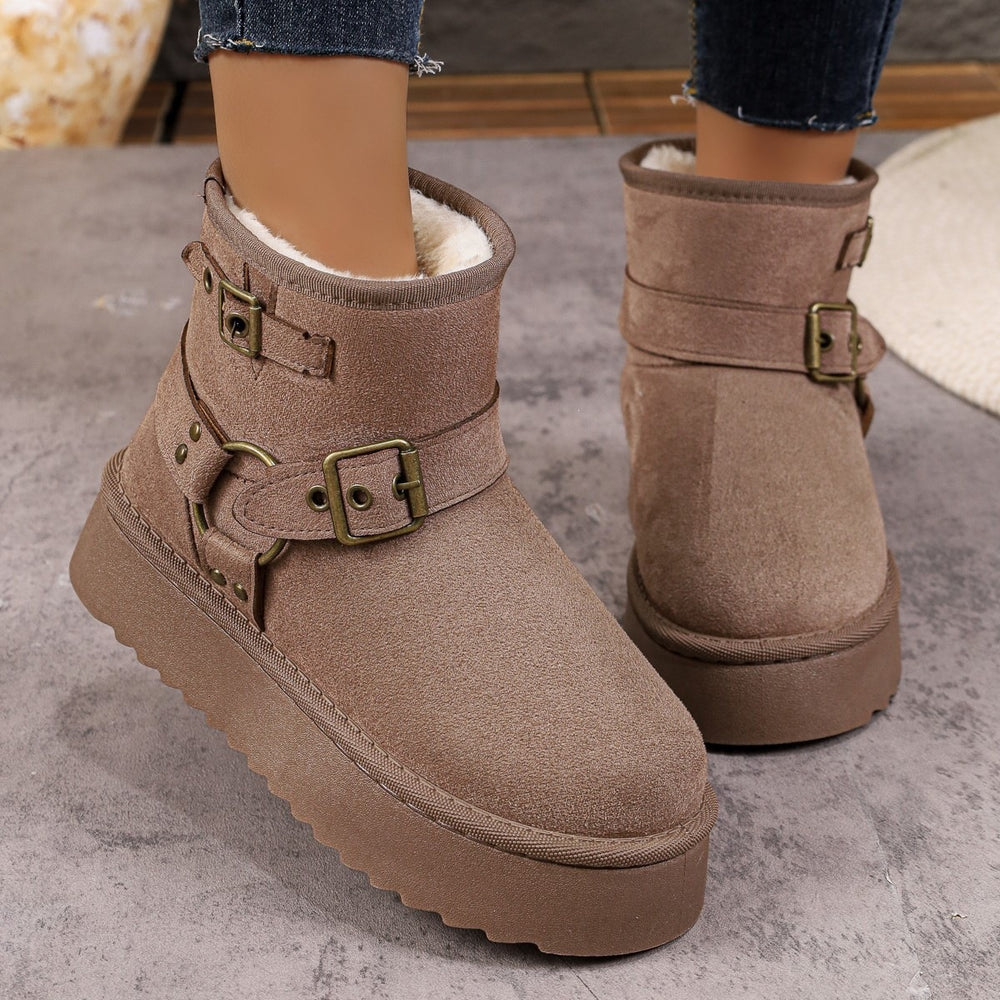 plus sizewinternew arrivalthick sole snow boots women's fleece-linedthickened short boots non-slipheattech cotton shoes wholesale