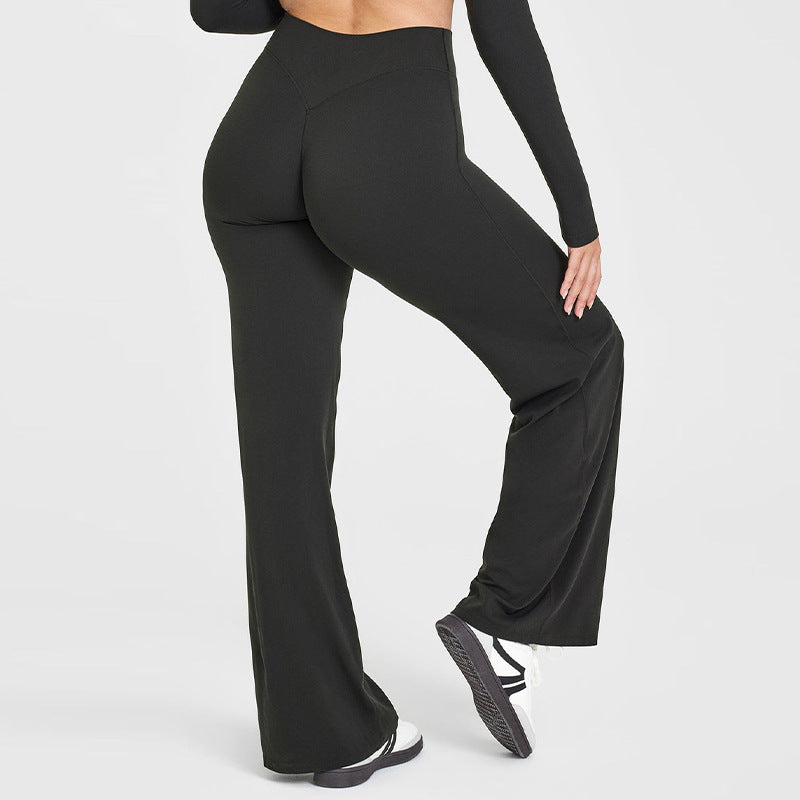 best selling straight-leg pants nude brushed sports casual yoga pants peach butt high waist large stretch fitness pants