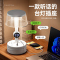 Rechargeable bedside night light with outlet, touch & remote control, multifunctional all-in-one eye-caring bedroom sleep lamp