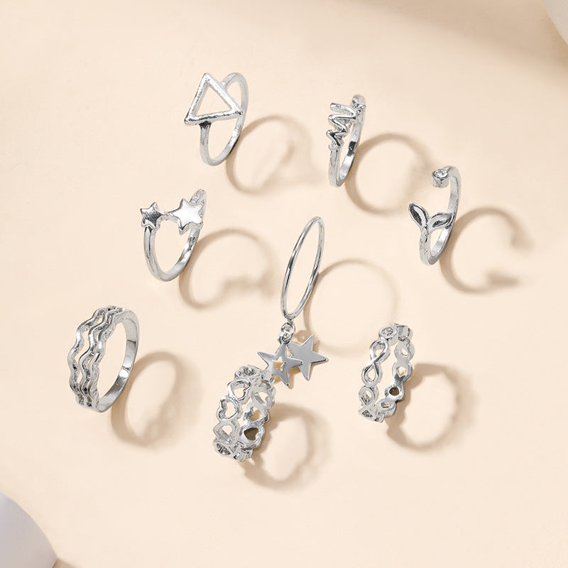 Wholesale heart rings: european & american cross-border jewelry, personalized alloy rings with diamond accents, fishtail & star stackable rings, high-end women's finger rings