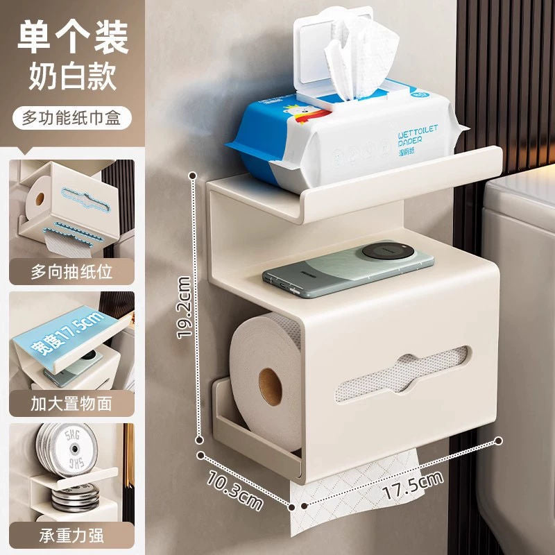 Bathroom suction cup tissue box - no drilling required - wall mounted toilet paper holder for washroom and bathroom