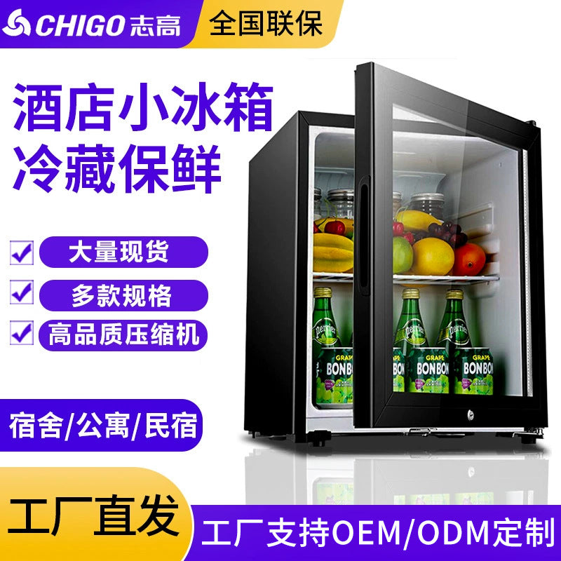 Chigo ice bar hotel b&b refrigerated ice bar small freezer transparent door refrigerator wine cabinet hotel small refrigerator