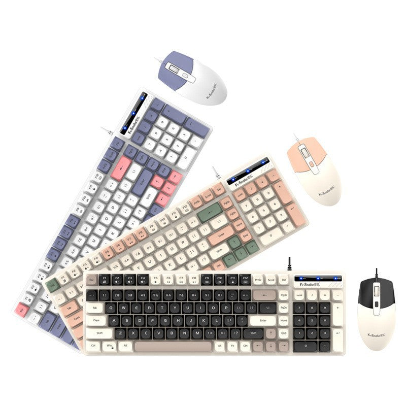 Viper km100 wired keyboard and mouse combo - mechanical feel, color matching, usb, for office, pc, and laptop