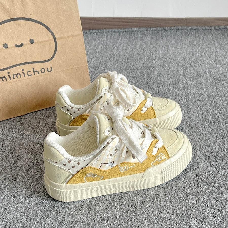 K-stylecasual sneakers for women 2026 spring and summer new arrivaleasiest for matchniche style shoes thick sole student white shoes bread shoes
