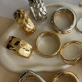 European and american cross-border e-commerce jewelry: niche, ancient forged alloy bracelet, unique electroplated style, round wide band bangle for women