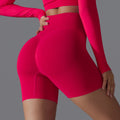 European and american seamless yoga shorts - high waist, butt-lifting, compression shorts - breathable, quick-drying, running, sports, fitness, 3/4 length shorts