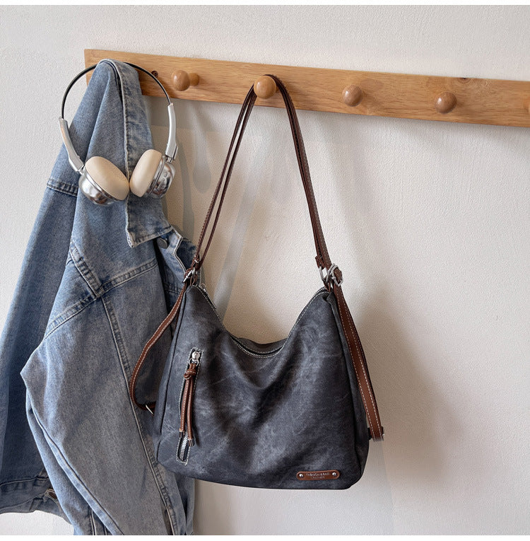 retro large capacity bag women's 2025 autumn/winter new casual shoulder bag crossbody bag fashionable versatile backpack