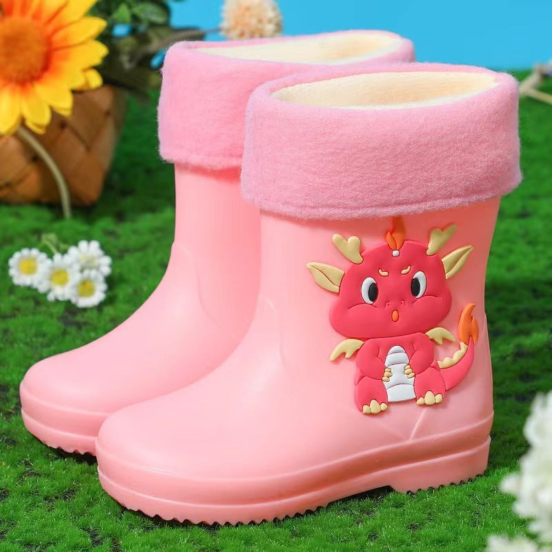 New cartoon waterproof rain boots for kids - boys, girls, toddlers, and preschoolers - rubber rain boots, short boots for outdoor use, kindergarten footwear