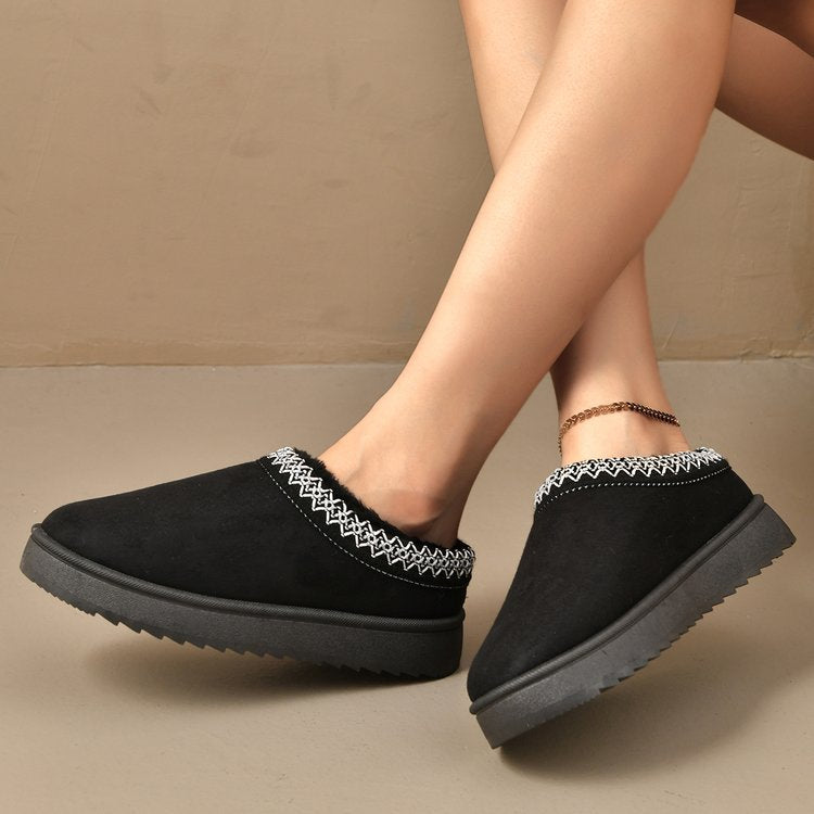 winter collection: plus-size, thick-soled, fleece-lined, closed-toe slippers for women (sizes 36-43). perfect for cross-border e-commerce. available for dropshipping on  and