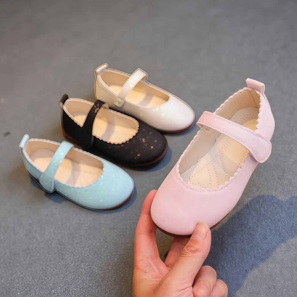 spring/autumn korean style new girls' leather shoes, export order, princess flats, children's velcro performance dance shoes