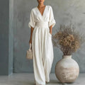 european and american cross-border women's jumpsuit: new summer collection - elegant, figure-flattering v-neck women's romper