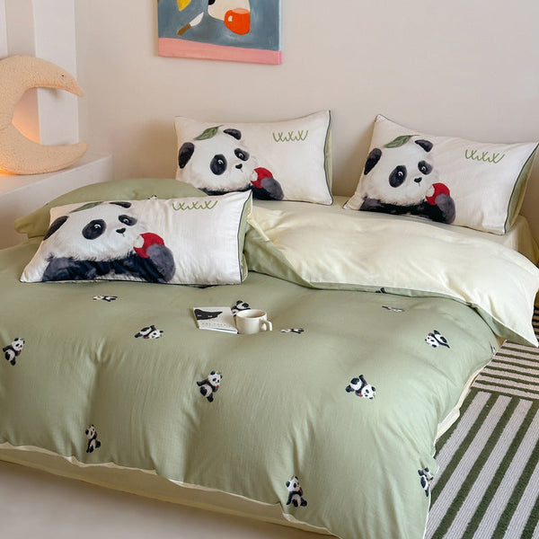 Class A cotton double-layer yarn digital printing four-piece set pure cotton cartoon single double dormitory three-piece set wholesale group