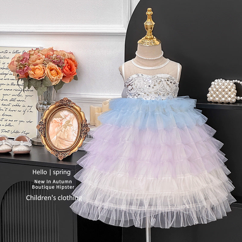 Girls' summer dress  new style - trendy and chic tiered cake dress for kids