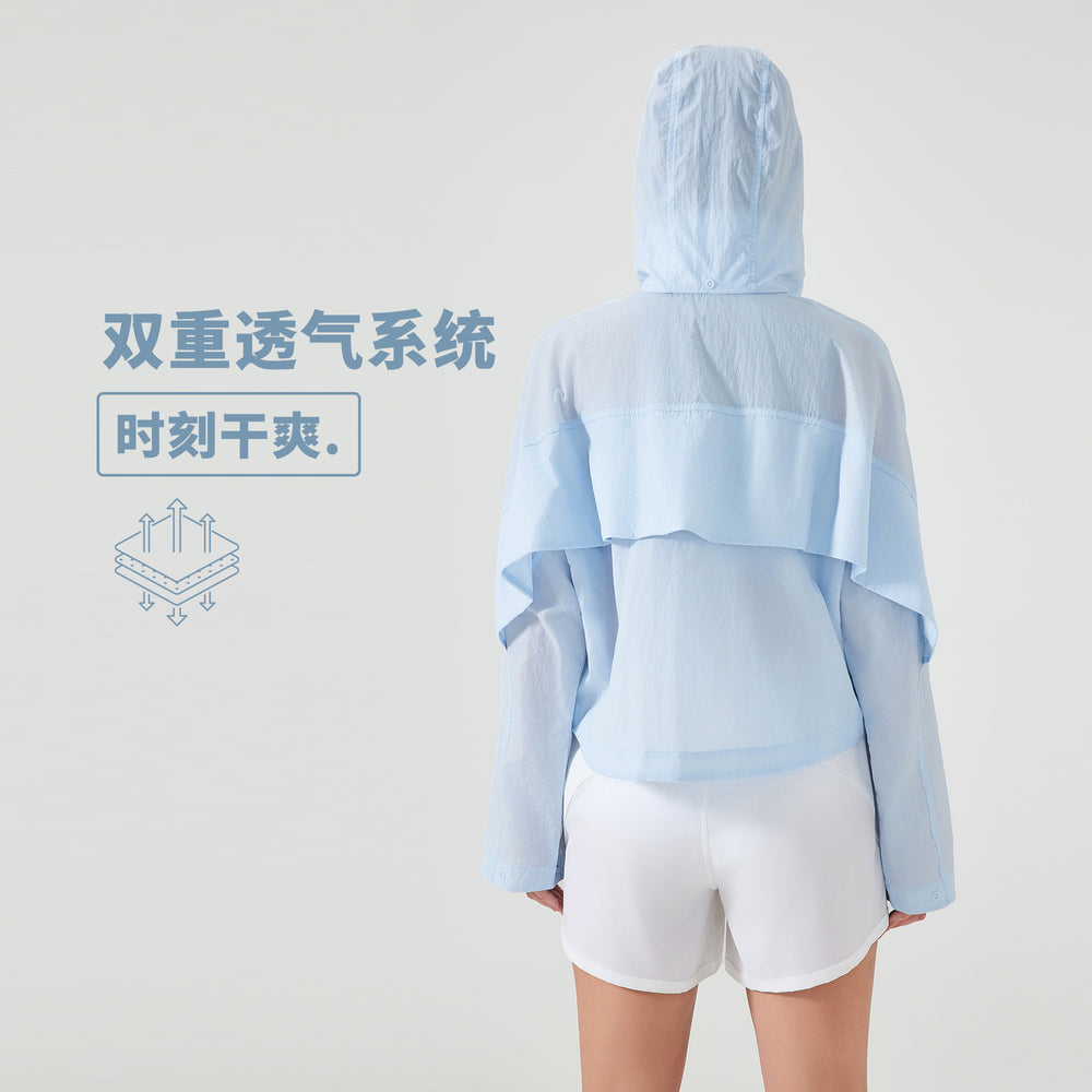 Summer short hidden hood windbreaker women's waterproof lightweight quick-dry breathable outdoor sports jacket d25006