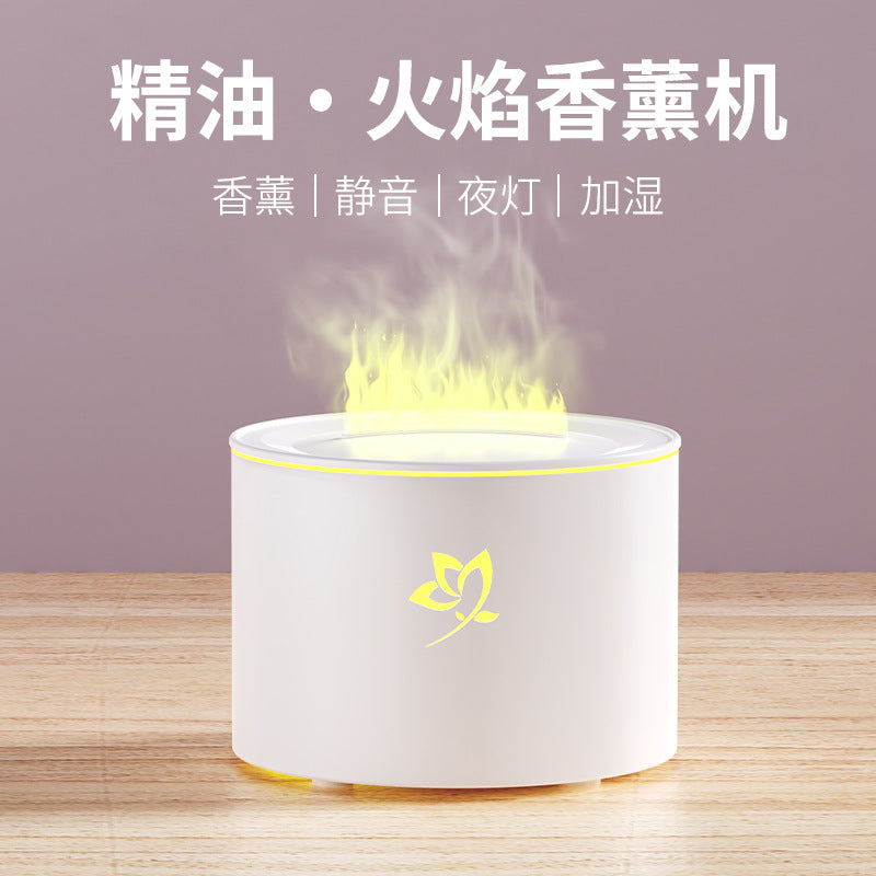 Simulated flame aroma diffuser - ultrasonic essential oil diffuser for home, office, and hotel use - silent, compact scent machine