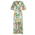 fashion v neck flower beach dress  plus size women's clothing casualloose swing long skirt