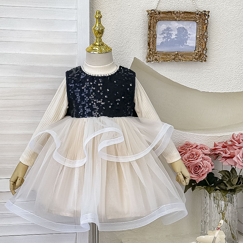 Girls' dress:  autumn new collection - baby girl hepburn style chic sundress birthday gift two-piece sweet outfit