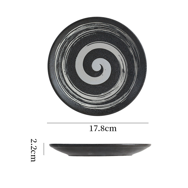 Japanese-style ceramic dinner plates - shallow plates, flat plates, western dinnerware, high-end hotel tableware, steak plates, retro & stylish serving dishes