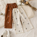 hot-selling girls' corduroy bow embroidered casual pants - cross-border exclusive two-piece set