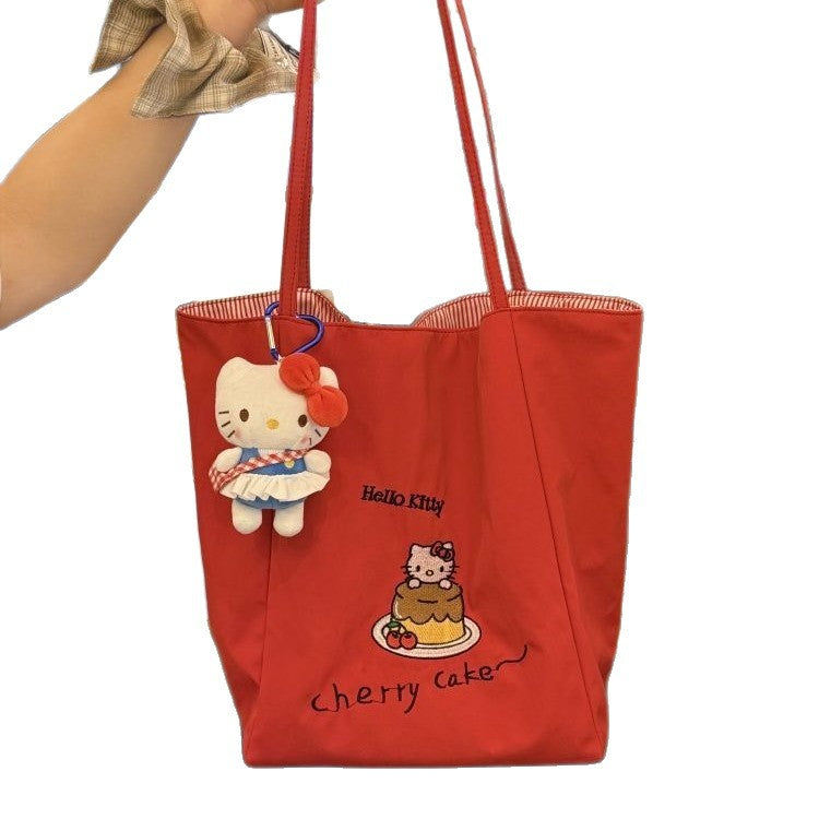 Cute cartoon versatile shoulder bag - kitty commuter tote - large capacity - 2025 new lazy student handbag