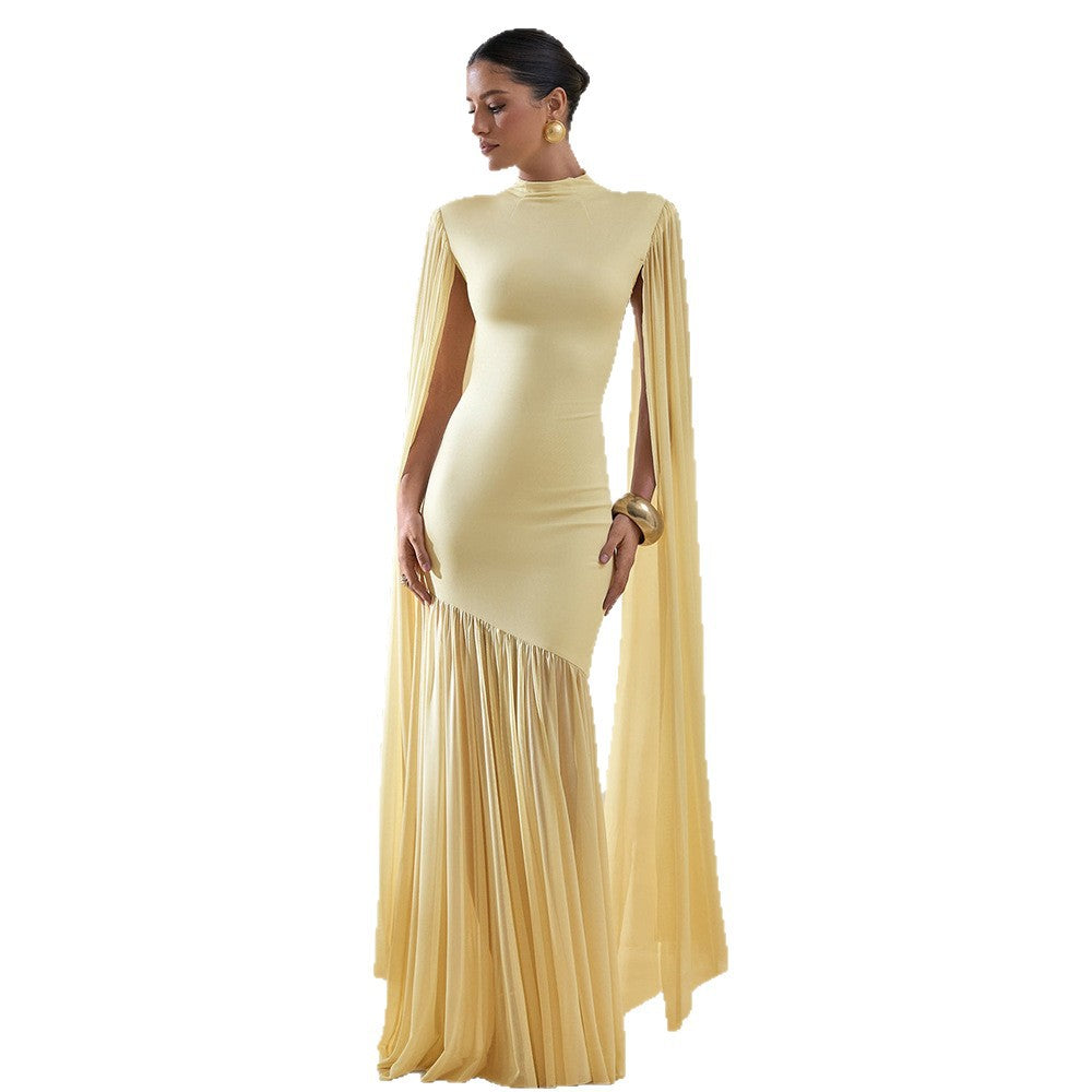 European and american women's clothing  summer new arrival: elegant and chic patchwork design, sexy slim-fit mesh ribbon dress