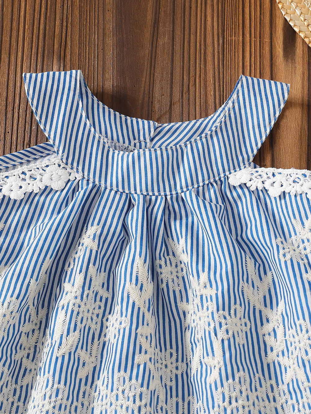 spring/summer cross-border exclusive: premium embroidered flutter sleeve top + casual straight-leg pants two-piece set for infants and toddlers