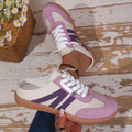 new women's color block german army trainers (gats) - flat, breathable, comfortable, casual sneakers - versatile lace-up loafers