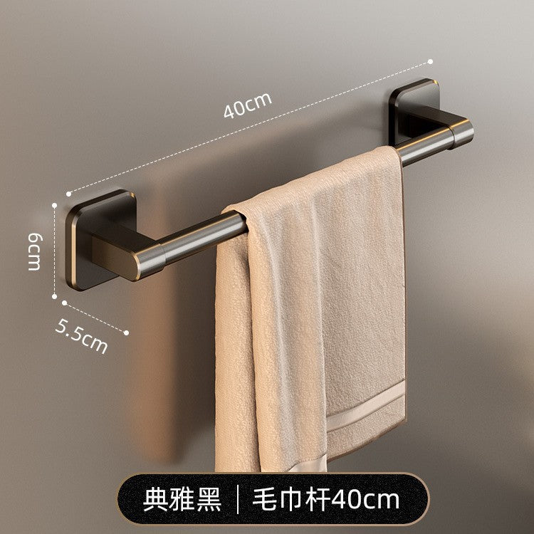 Towel rack bathroom punch-free bathroom shelf storage rack wall-mounted toilet bathroom towel hanging rod single pole