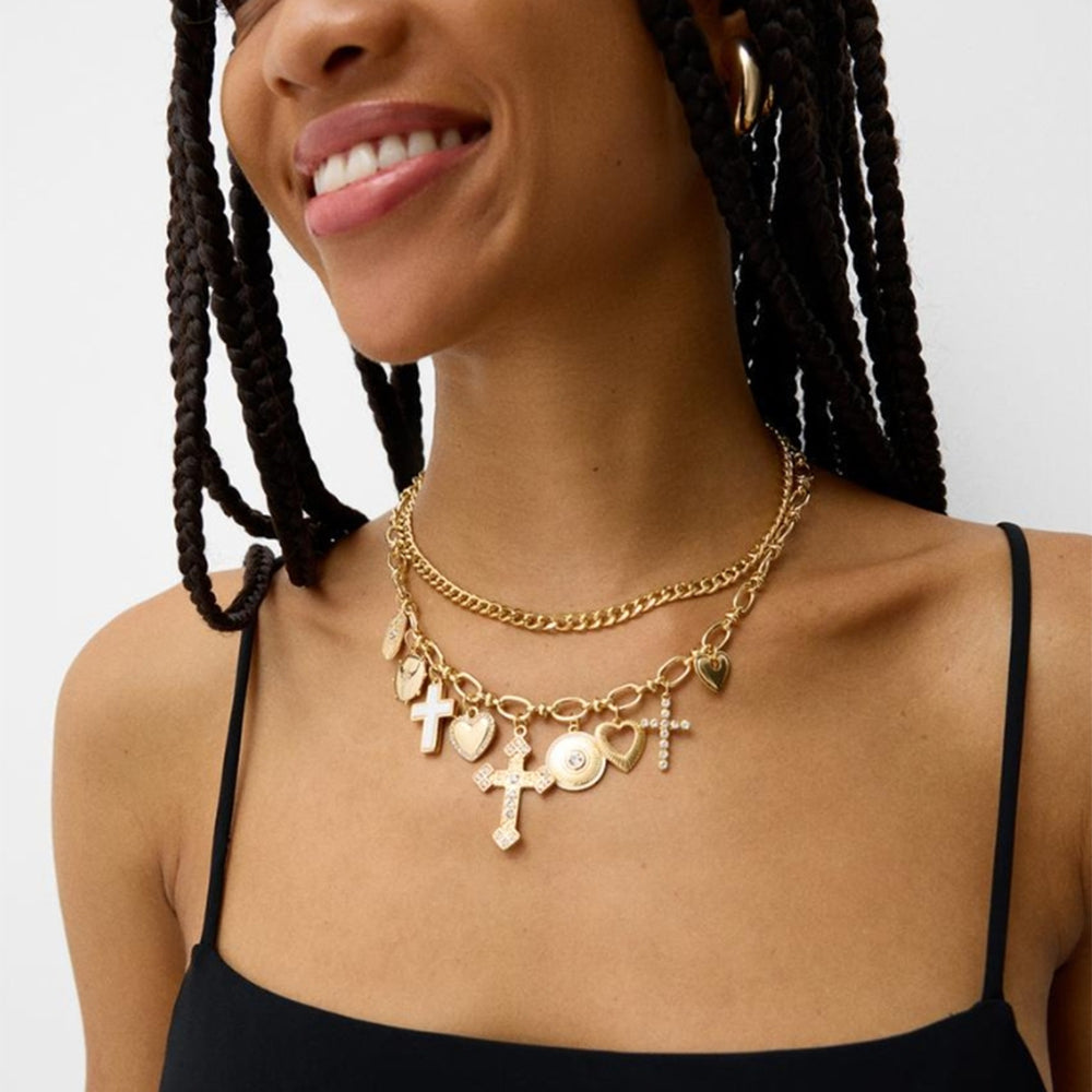 Wholesale cross necklaces - cross-border, niche, high-end jewelry & accessories - hip-hop punk style pendants - heart necklaces for women