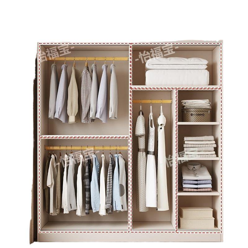 Thickened solid wood eco-board wardrobe - modern minimalist sliding door design for home, bedroom, and budget-friendly rental properties