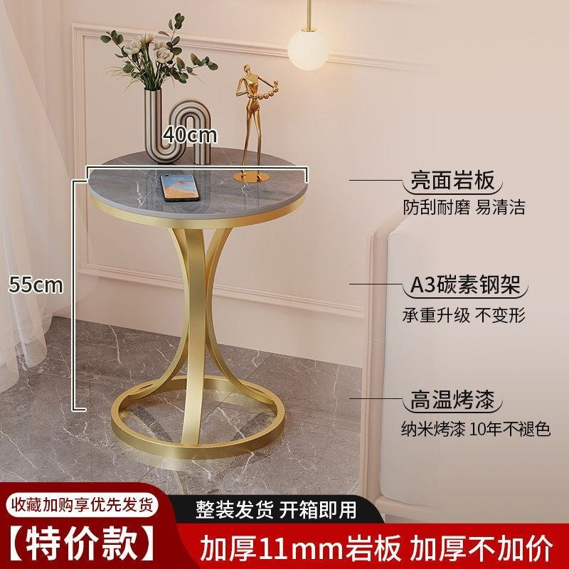 Accessible luxury slate coffee table iron bracket small apartment for home living room sofa side table modern casual balcony small round table