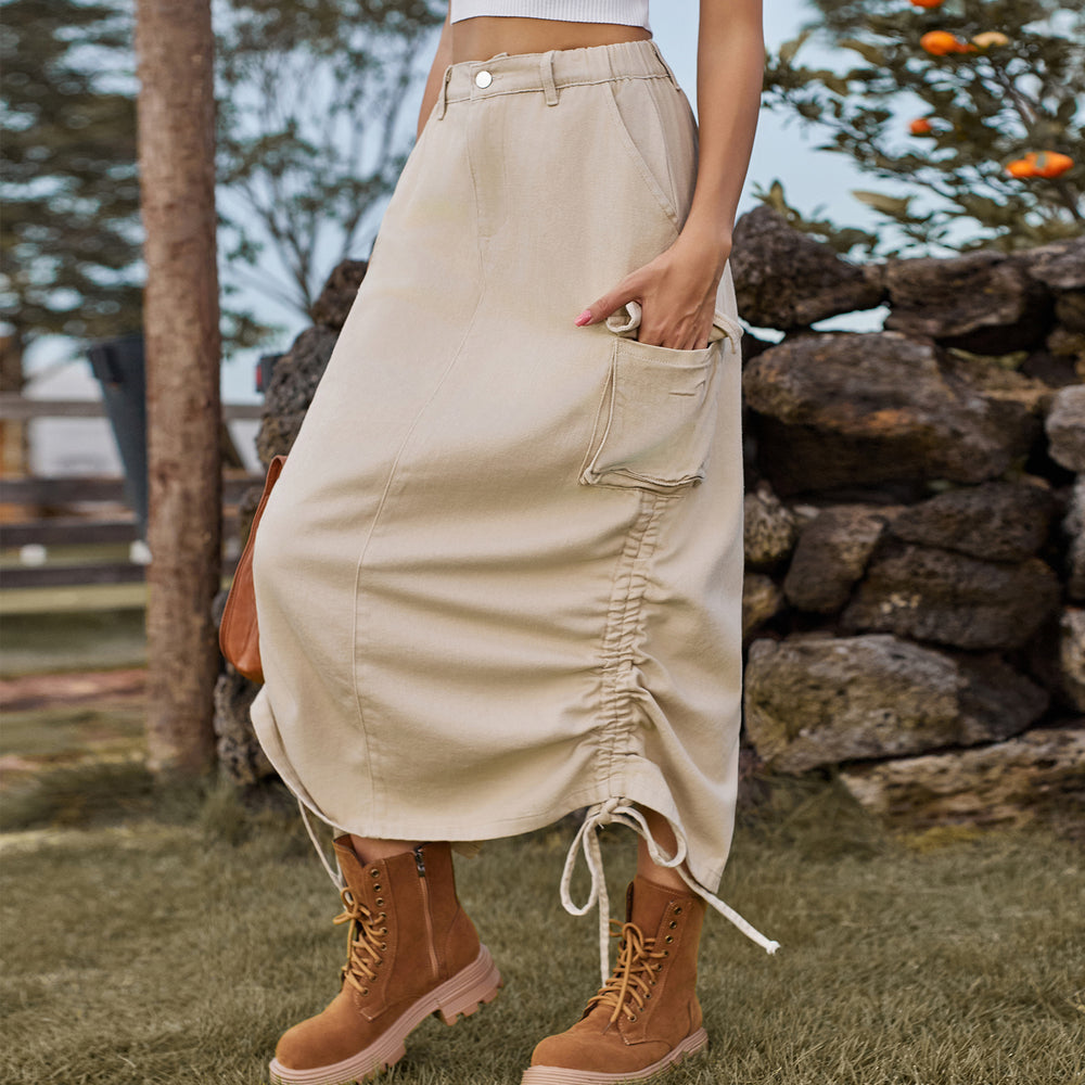 European and american clothing american cross-border foreign trade unique  new denim workwear skirt casual mid-length skirt trendy