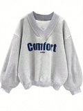 Amazon cross-border e-commerce autumn new arrival: women's gray hoodie - fashionable, casual, loose-fit, versatile v-neck top