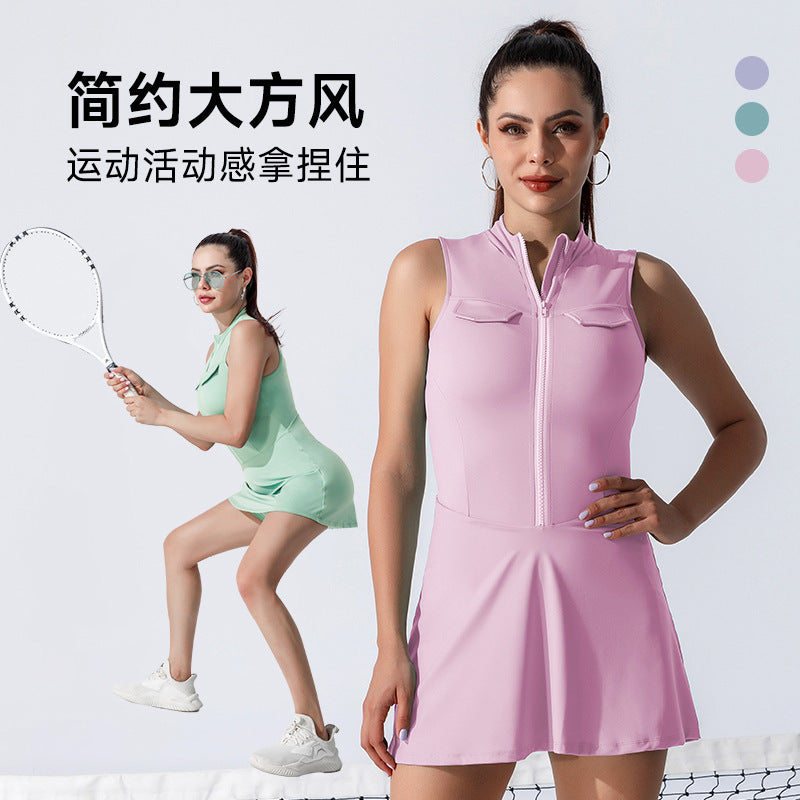 Workwear one-piece tennis uniform women's new arrivalfashion silm breathable fitness badminton skirt suit women's sports tennis uniform