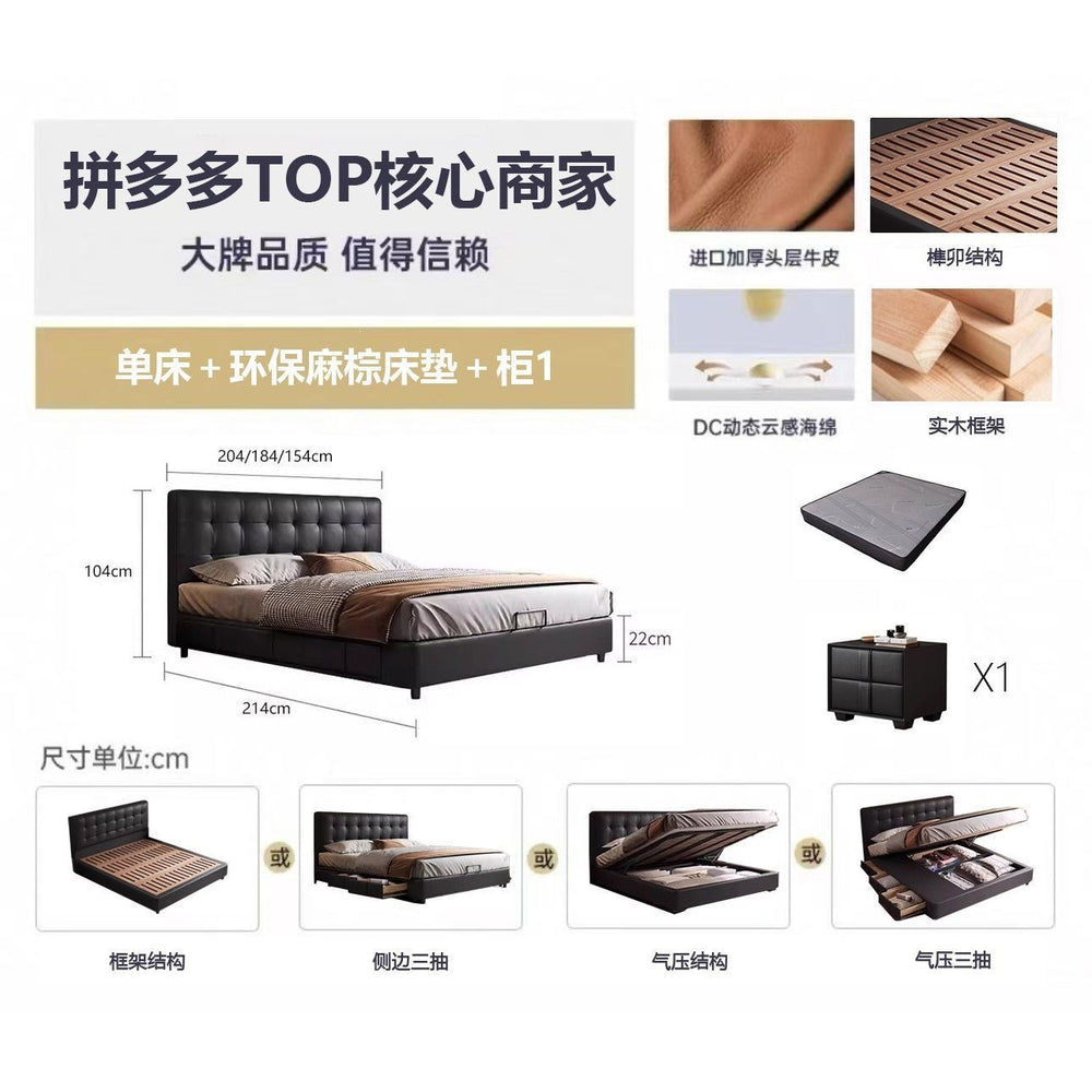 Big tree island home french retro storage waffle grids bed master bedroom bed italian light luxury black medieval style bed high box