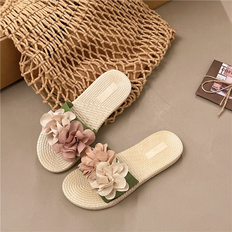 French chic floral slides - new summer collection: versatile, non-slip, beach-ready thong sandals with a fairy-tale aesthetic