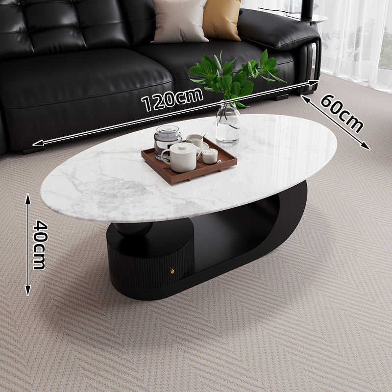 Italian style home light luxury oval tempered glass combination coffee table, high-end living room new modern minimalist coffee table