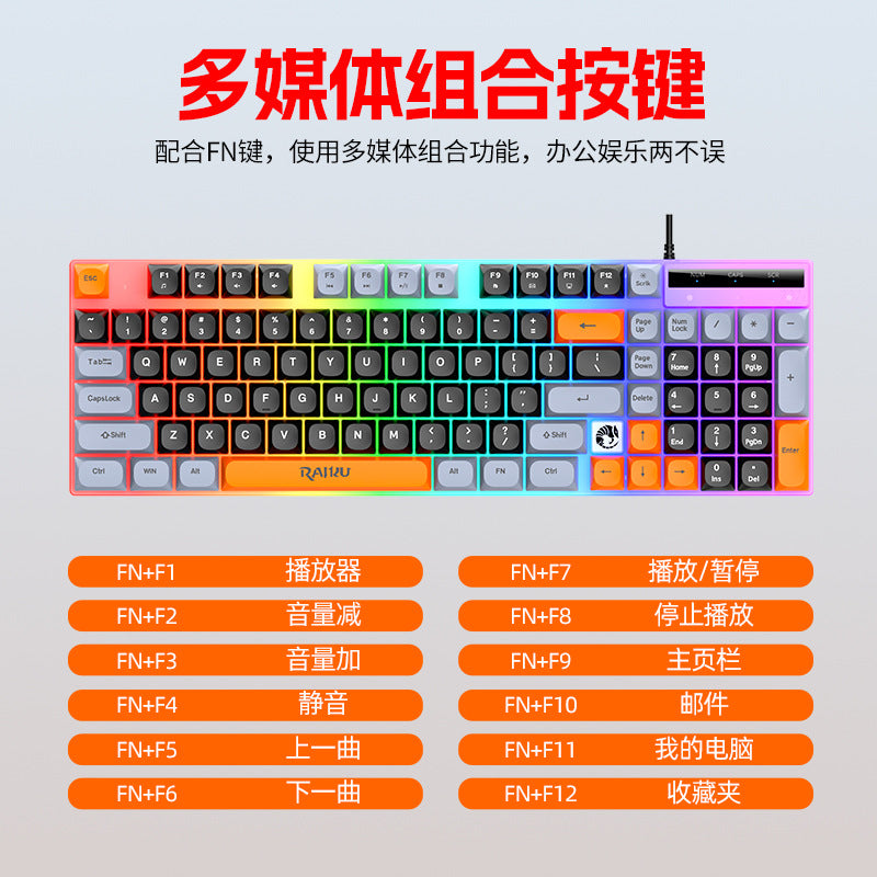 Raiku t28 wired membrane keypad with rotary encoder, tri-color backlit, mechanical feel, desktop computer office keyboard