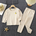 Kids' thermal underwear set - boys' and girls' fleece-lined base layer top and bottoms - autumn/winter pajamas for toddlers and big kids - baby's warm home wear