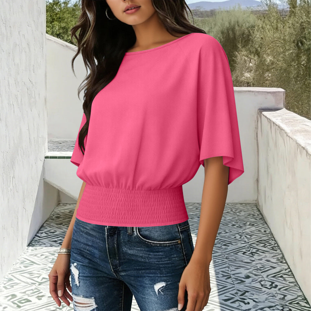 fashionpure colorfashionloosecasual short-sleeved round neck t-shirttops for women