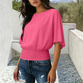 fashionpure colorfashionloosecasual short-sleeved round neck t-shirttops for women